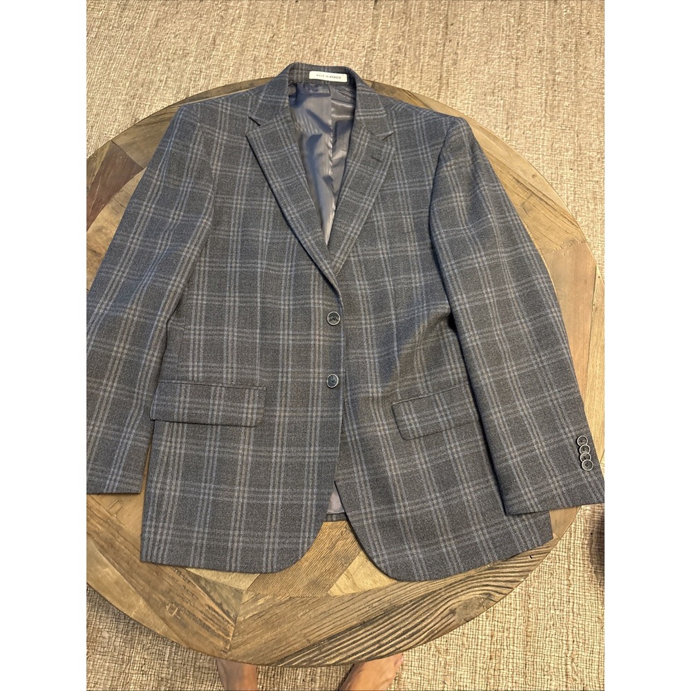 Joseph Abboud Tailored Fit Blazer Gray Reda Plaid Sport Coat Jacket 40S Wool